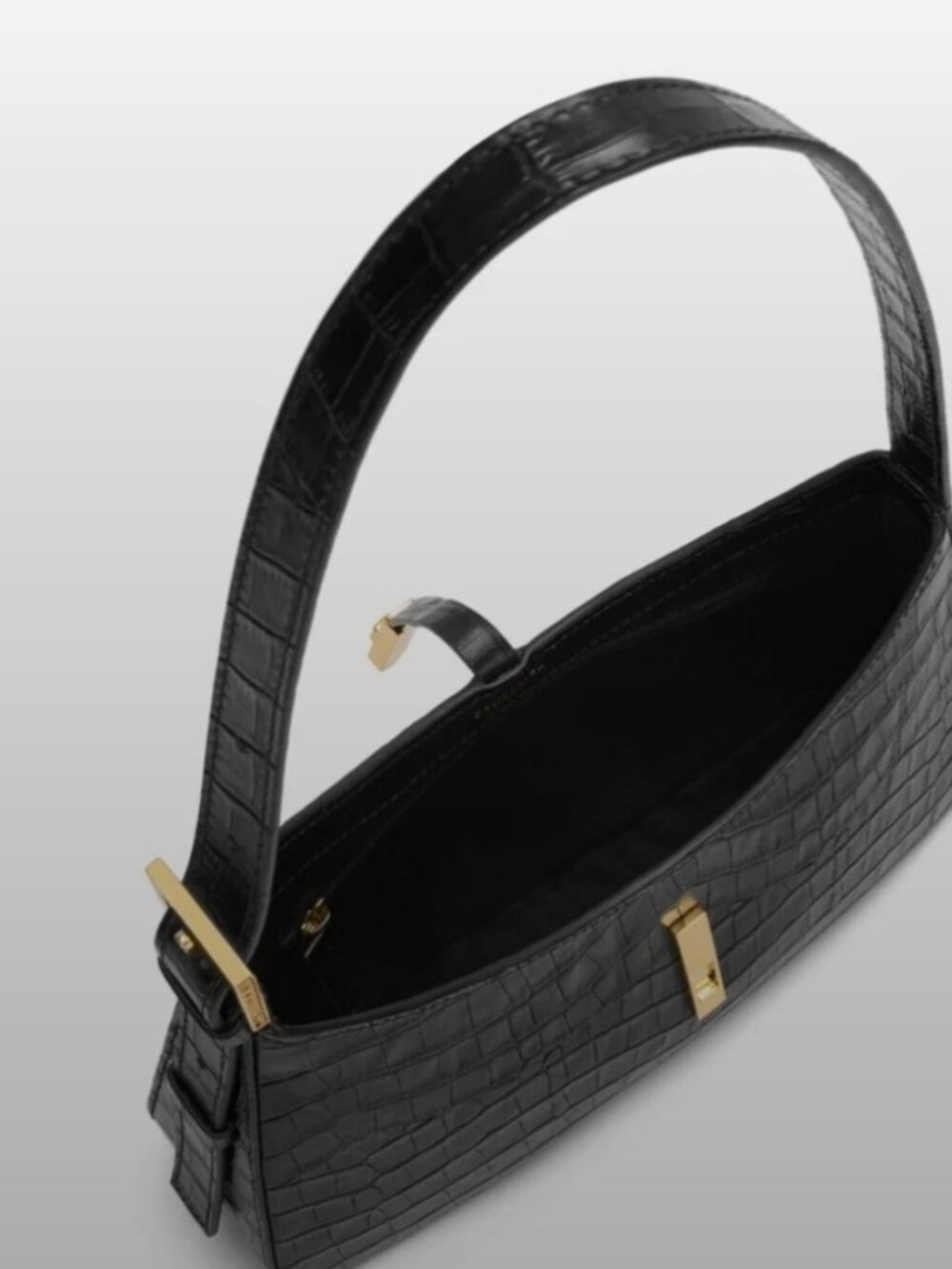 Demellier Tokyo Leather Hand bag in Black Croc - Picture 2 of 6